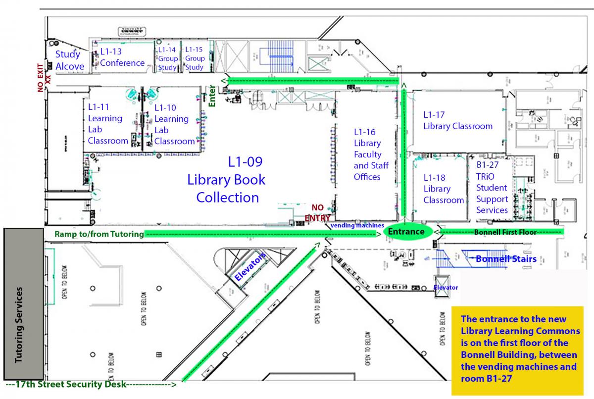 Map to the new library learning commons
