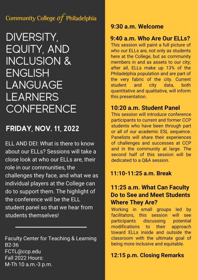 ELL CONFERENCE SCHEDULE