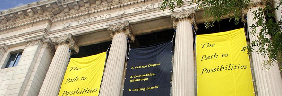 Exterior of building at Community College of Philadelphia.