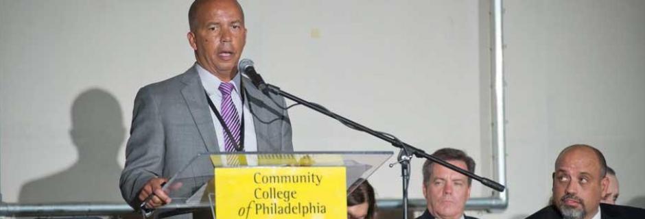Dr. Generals addressing Community College of Philadelphia.