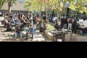 Students, staff, and faculty gather in Winnet Courtyard to enjoy food, fun, music, and entertainment.