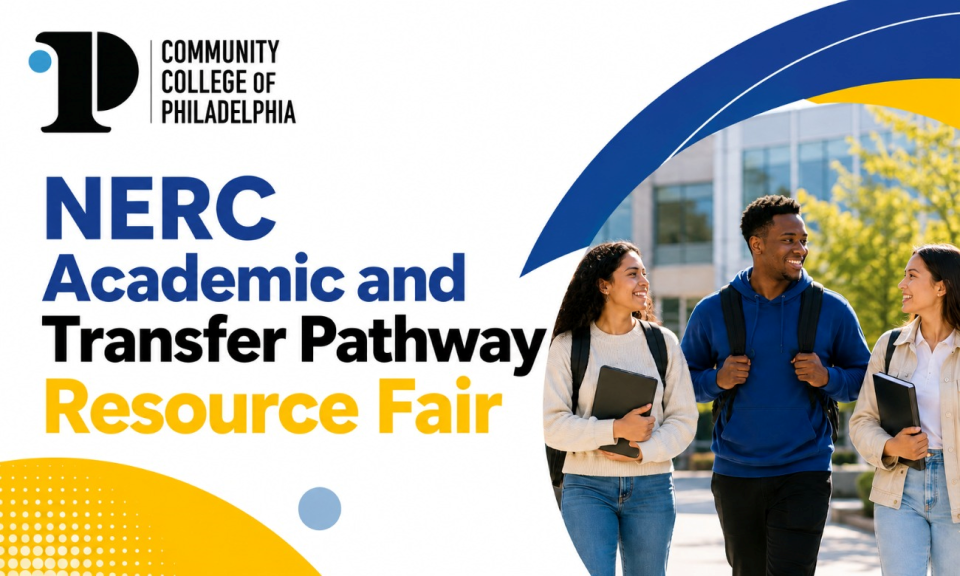 Picture of students walking. Text reads NERC Academic and Transfer Pathway Resource Fair