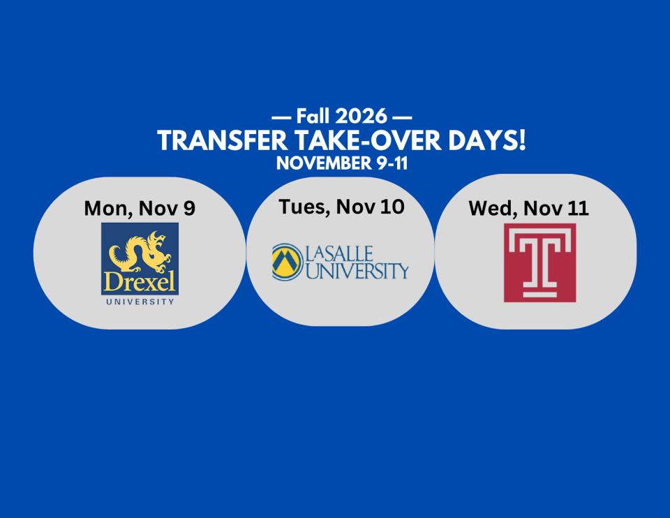 Transfer Take Over Days! with dates of events and institution logos